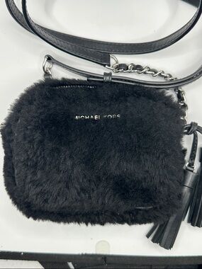 Michael Kors Black Faux Fur Crossbody with Tassels